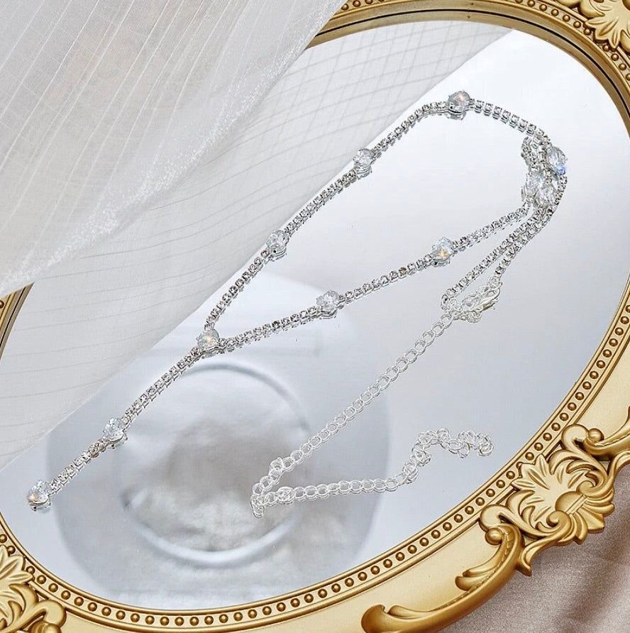 Wedding Jewelry - Silver CZ Bridal Lariat Necklace