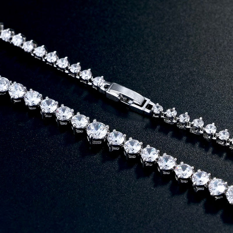 Wedding Jewelry - Silver Cubic Zirconia Bridal Necklace