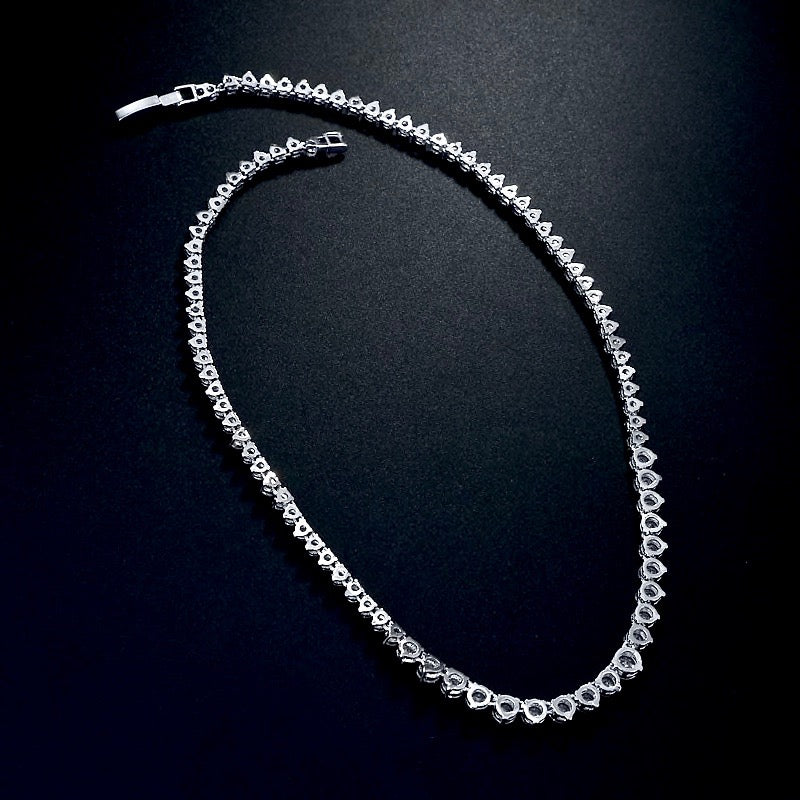 Wedding Jewelry - Silver Cubic Zirconia Bridal Necklace
