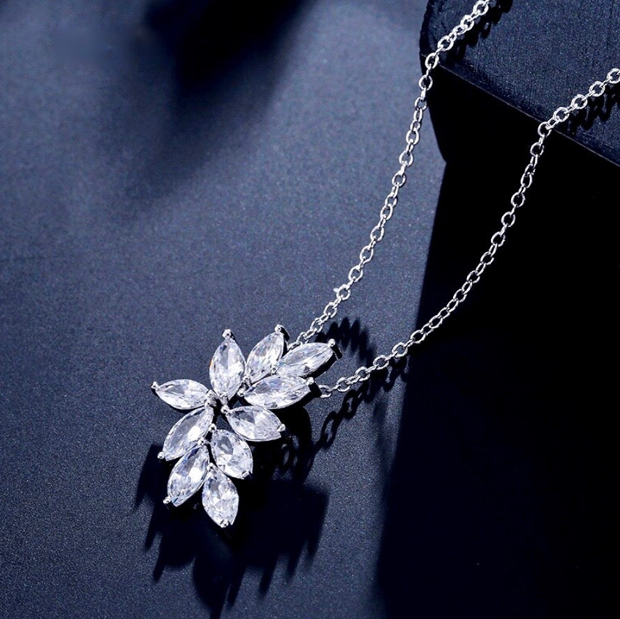 Wedding Jewelry - Silver Cubic Zirconia Bridal Necklace - Available in Silver, Rose Gold and Yellow Gold