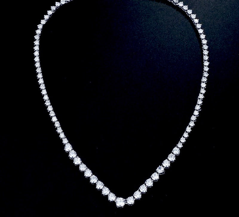 Wedding Jewelry - Silver Cubic Zirconia Bridal Necklace