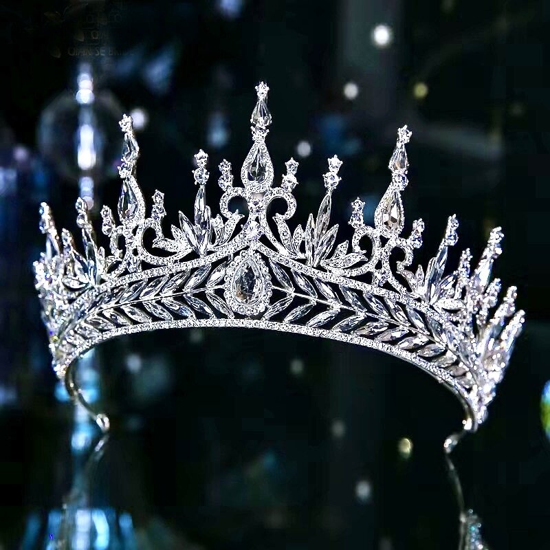 Wedding Hair Accessories - Cubic Zirconia Tall Bridal Tiara - Available in Silver and Gold