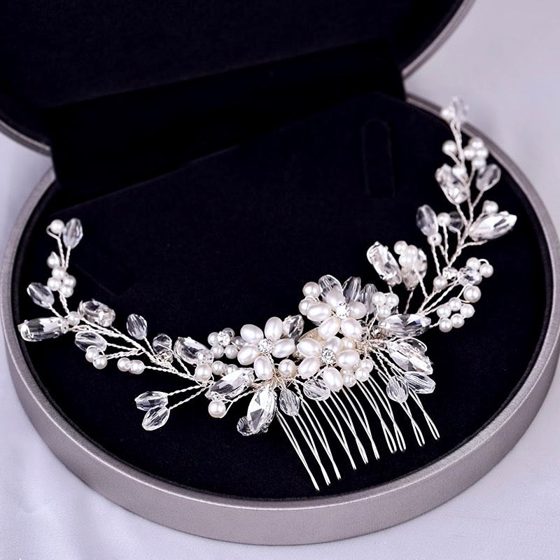 Wedding Hair Accessories - Pearl and Crystal Bridal Hair Comb - Available in Silver, Rose Gold and Yellow Gold