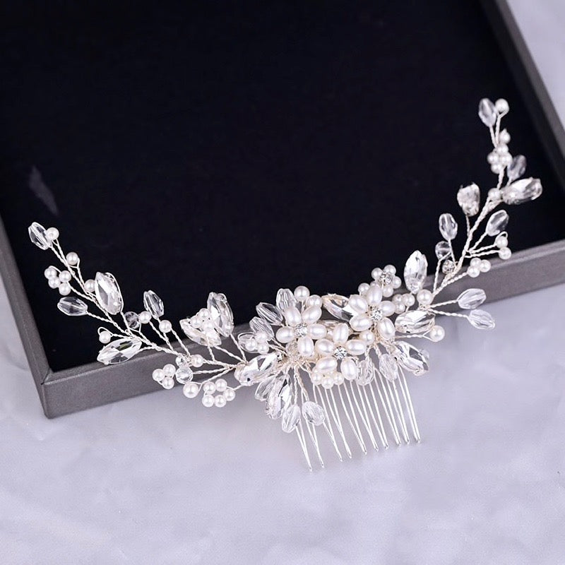 Wedding Hair Accessories - Pearl and Crystal Bridal Hair Comb - Available in Silver, Rose Gold and Yellow Gold