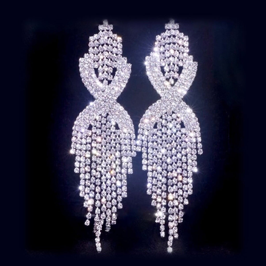 Wedding Jewelry - Silver Rhinestone Bridal Earrings