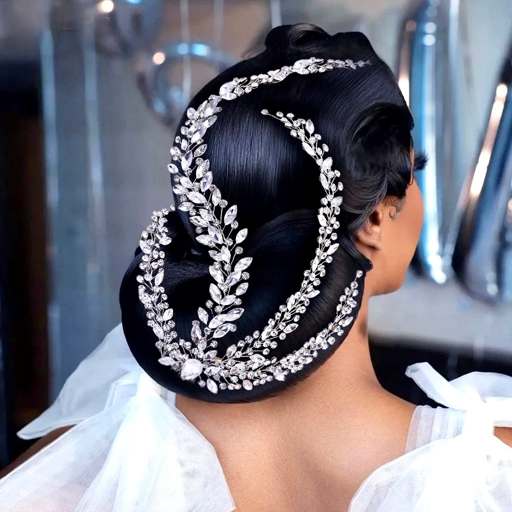 Wedding Hair Accessories - Silver Rhinestone Bridal Headdress Headpiece