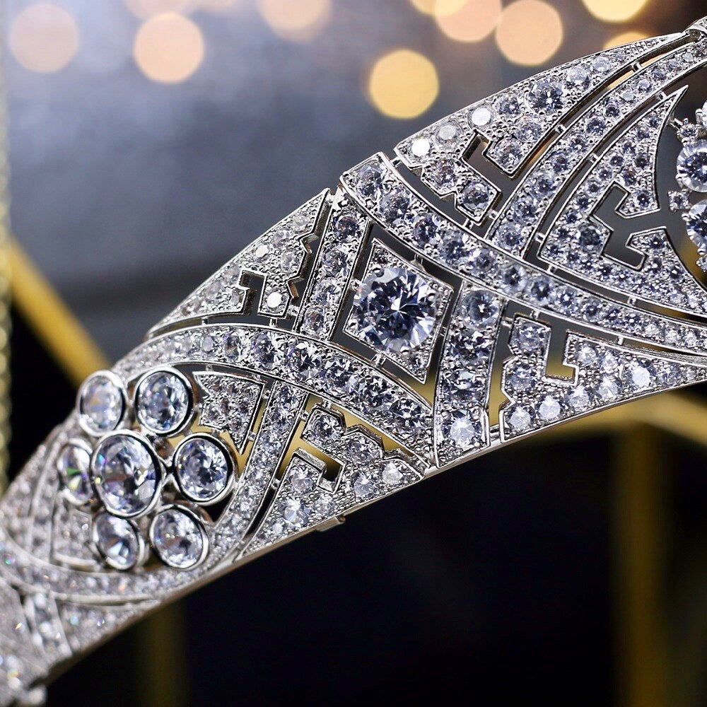 Wedding Hair Accessories - Silver Cubic Zirconia Bridal Tiara
