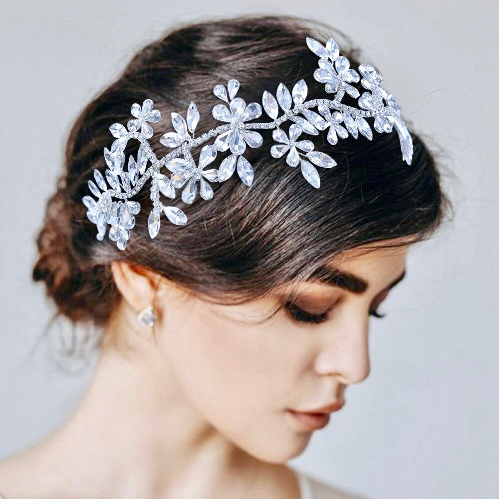 Wedding Hair Accessories - Silver Crystal Bridal Headband / Hair Vine