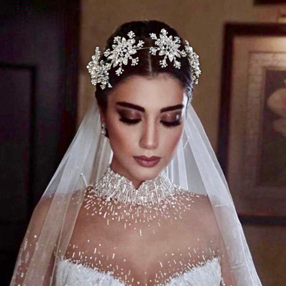 Wedding Hair Accessories - Winter Snowflake Bridal Headband 