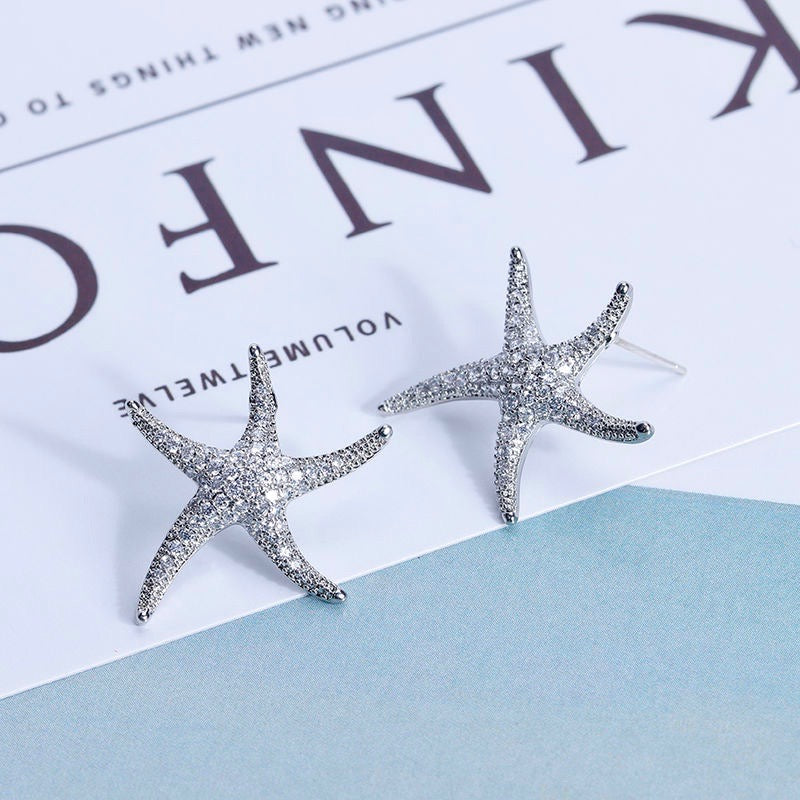 Wedding Jewelry - Pearl and Crystal Sea Star Bridal Earrings
