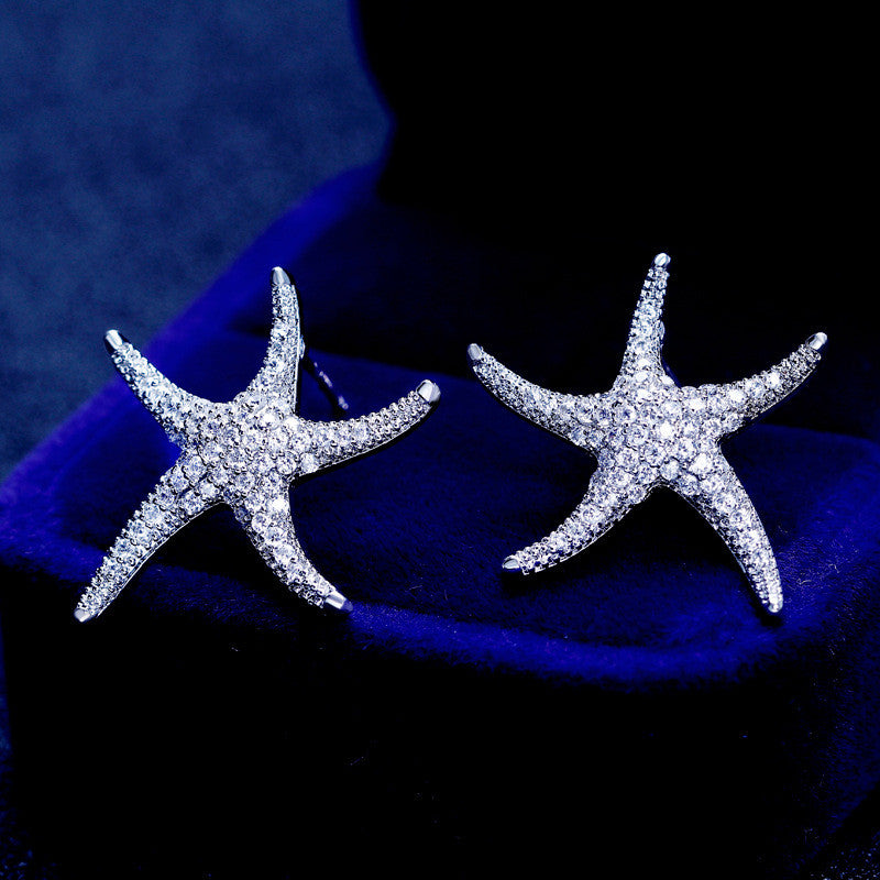 Wedding Jewelry - Pearl and Crystal Sea Star Bridal Earrings