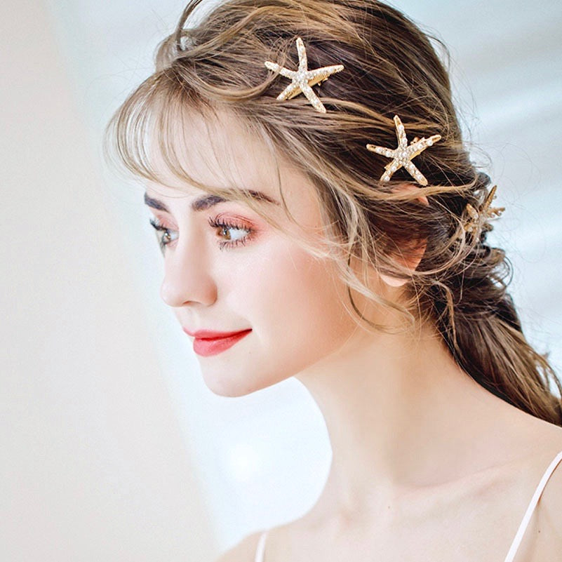 Wedding Hair Accessories - Starfish Bridal Hair Clip - Available in Gold and Silver