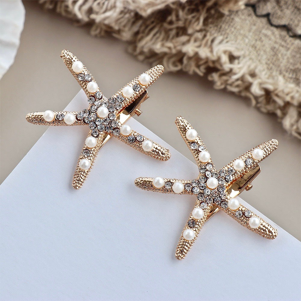 Wedding Hair Accessories - Starfish Bridal Hair Clip - Available in Gold and Silver