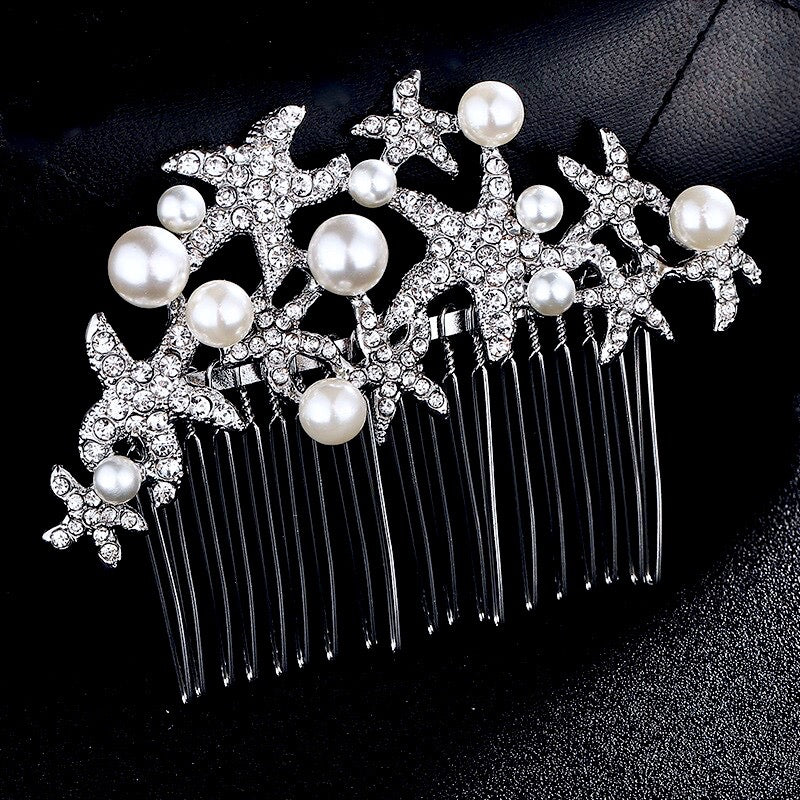 Wedding Hair Accessories - Pearl and Crystal Sea Star Bridal Hair Comb