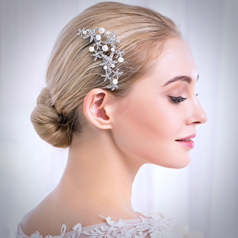 Wedding Hair Accessories - Pearl and Crystal Sea Star Bridal Hair Comb
