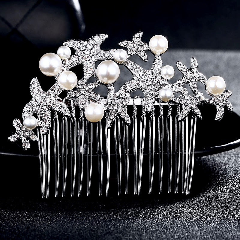 Wedding Hair Accessories - Pearl and Crystal Sea Star Bridal Hair Comb