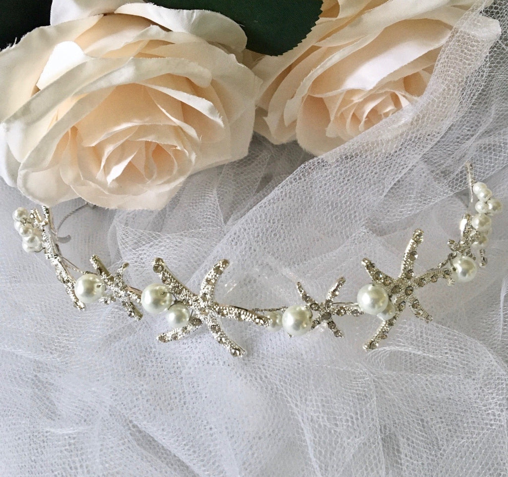Wedding Hair Accessories - Pearl and Crystal Sea Star Bridal Headband
