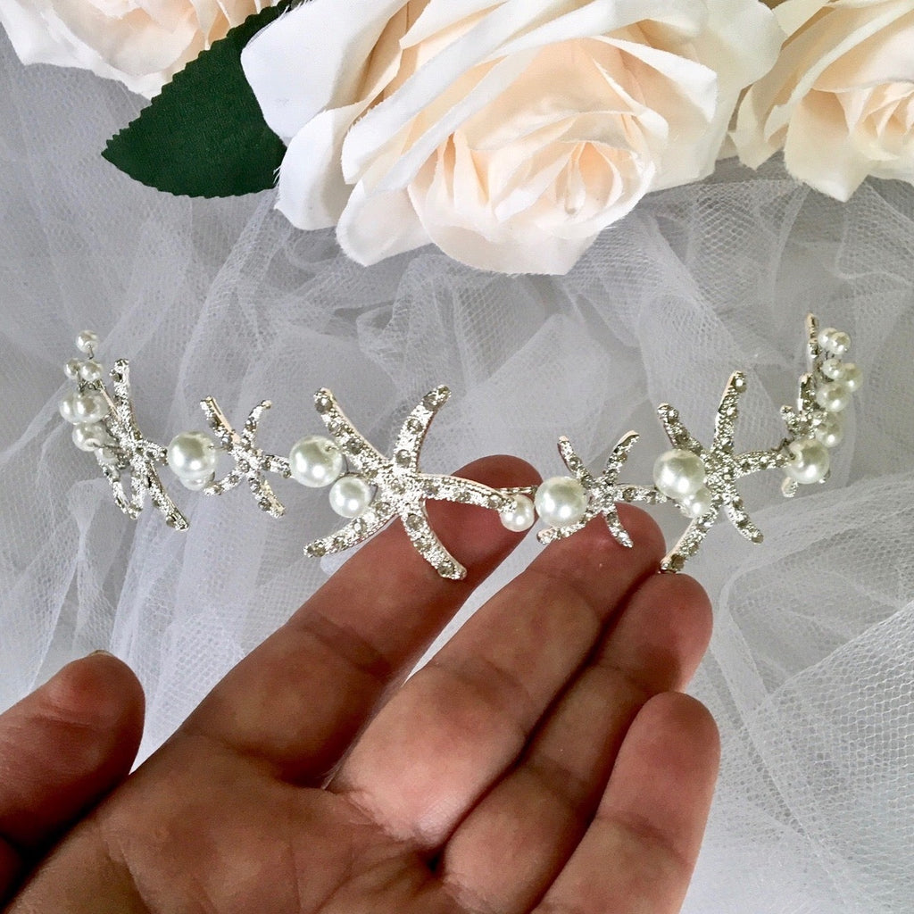 Wedding Hair Accessories - Pearl and Crystal Sea Star Bridal Headband
