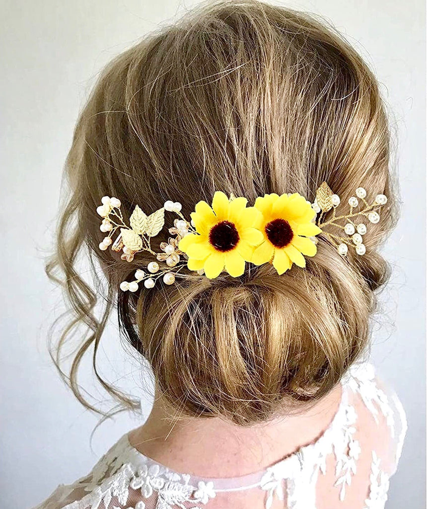Wedding Hair Accessories - Sunflower Bridal Headband / Vine - Available in Gold and S