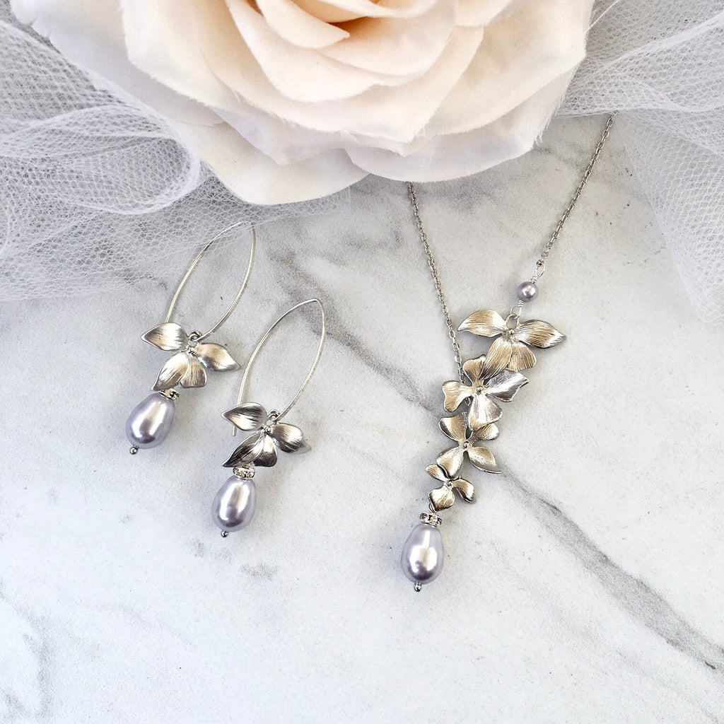 Pearl Wedding Jewelry Sets - Swarovski Pearl and Sterling Silver Bridal Jewelry Set