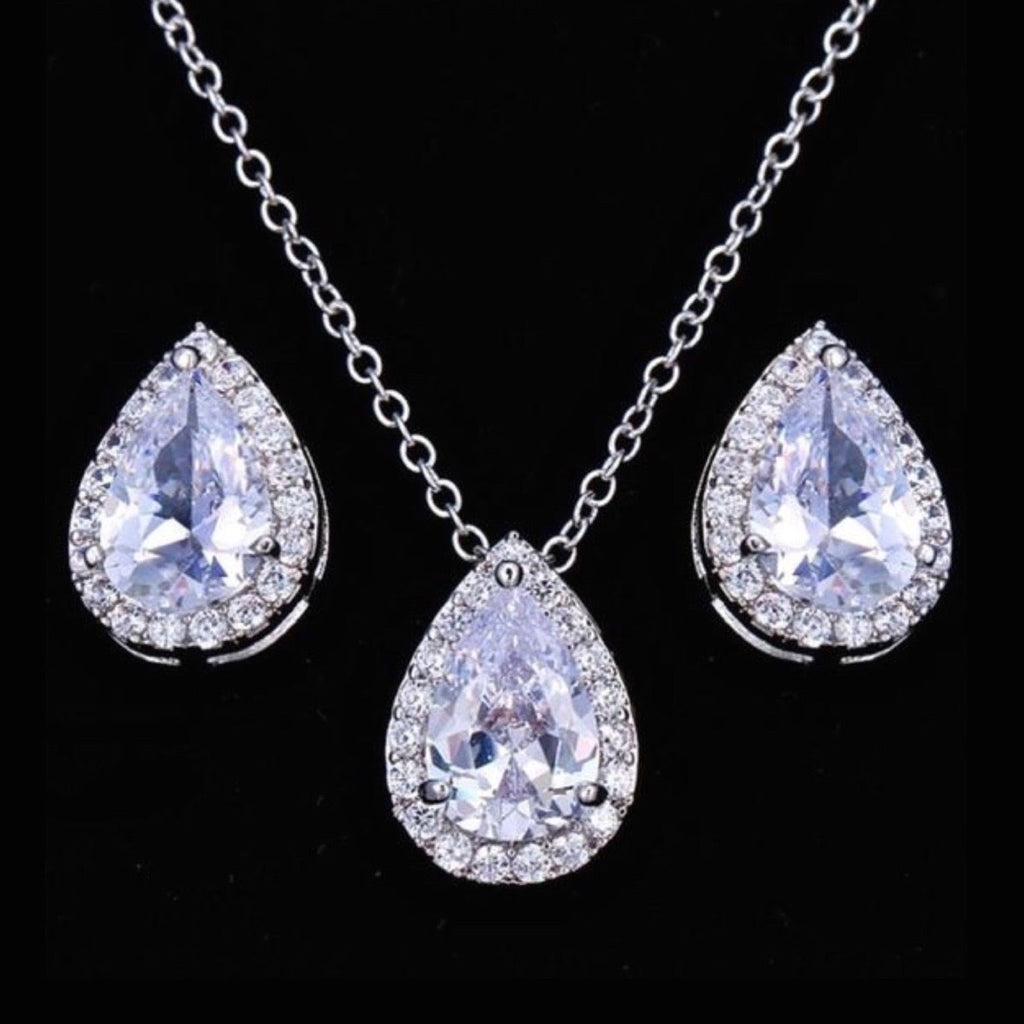 "Tina" - Cubic Zirconia Jewelry Set - Available in Silver, Rose Gold and Yellow Gold