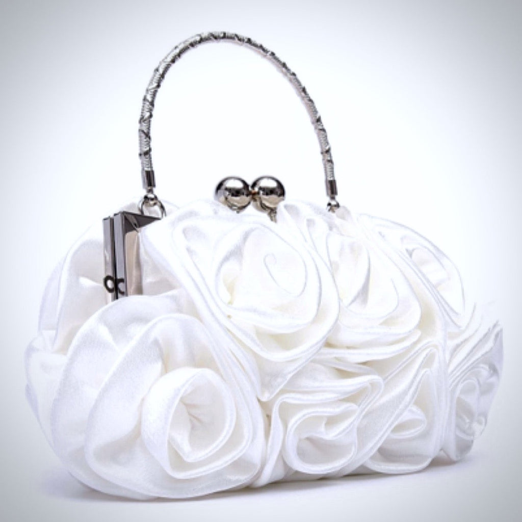 Bridal Accessories - Satin Rose Bridal Handbag Clutch