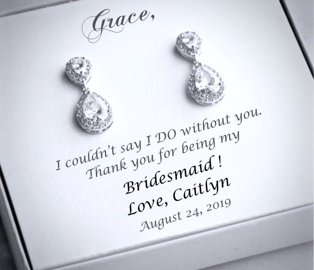 Wedding Jewelry - Silver Cubic Zirconia Bridal Earrings - Available in Rose Gold and Silver