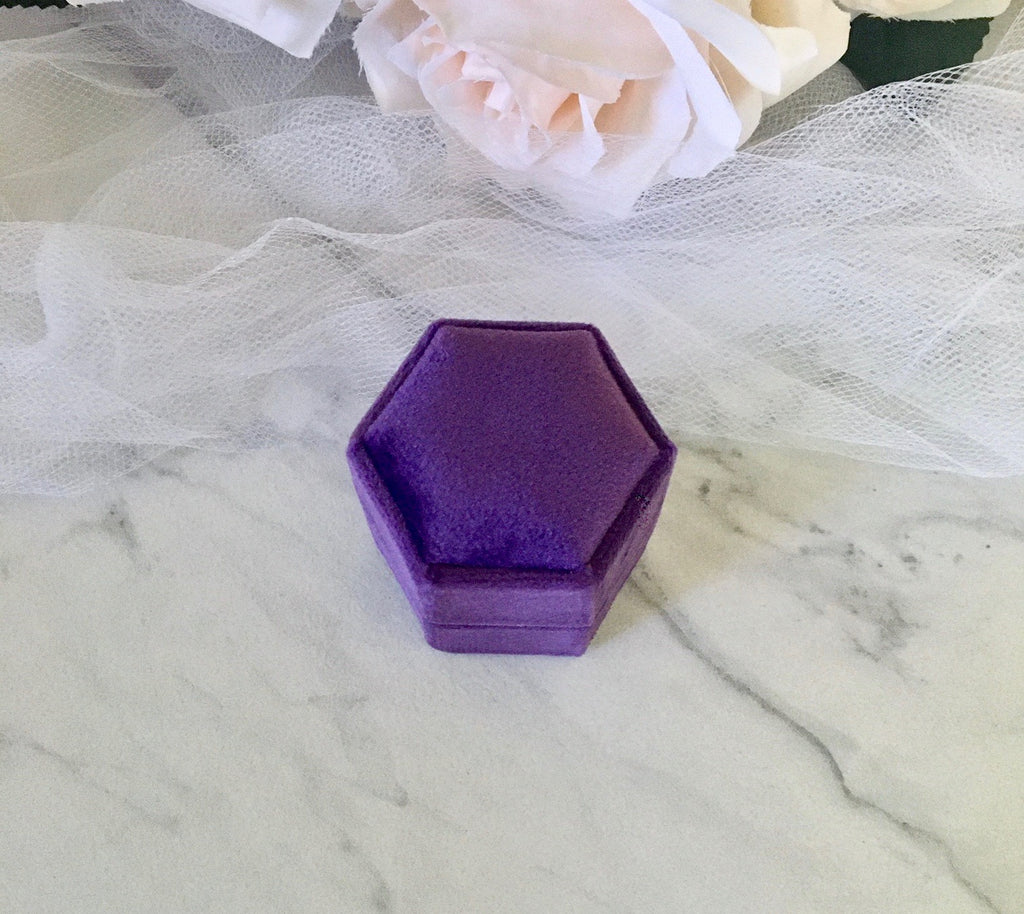 Wedding Accessories - Velvet Heirloom Hexagon Ring Box - More Colors Available