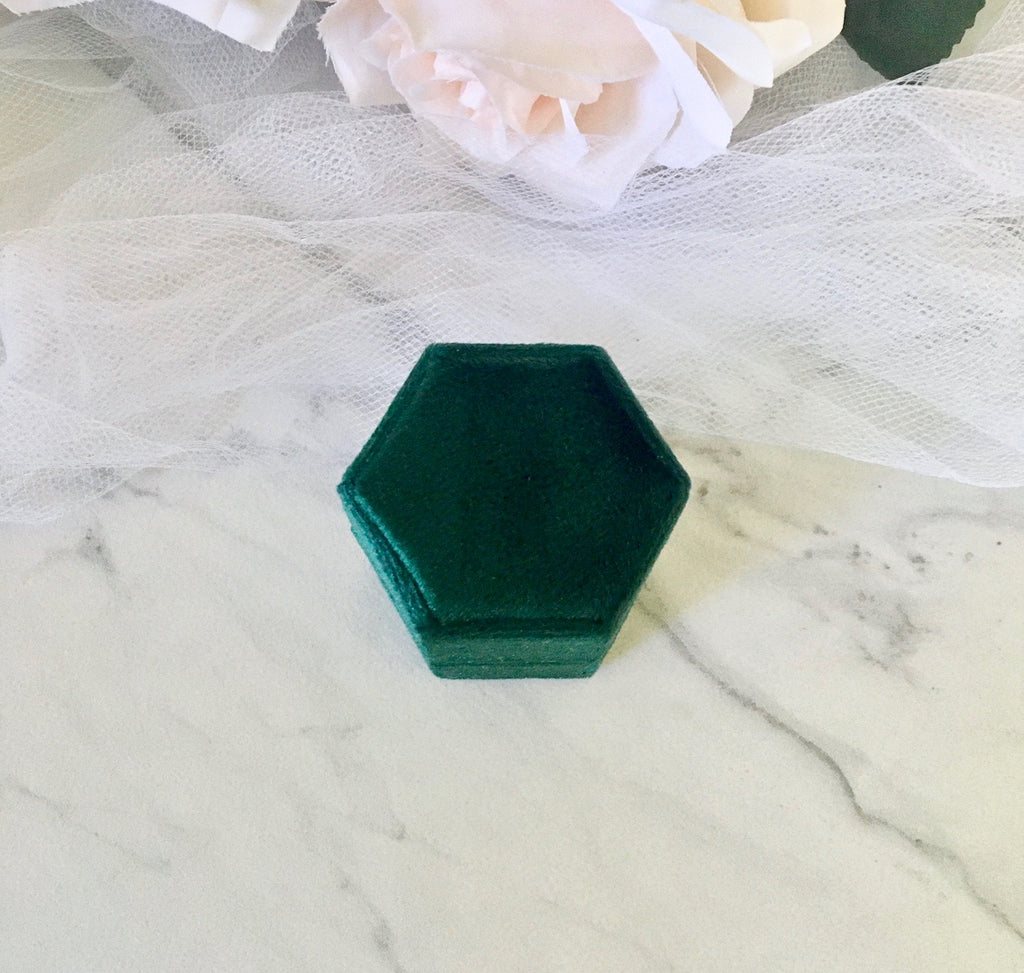 Wedding Accessories - Velvet Heirloom Hexagon Ring Box - More Colors Available