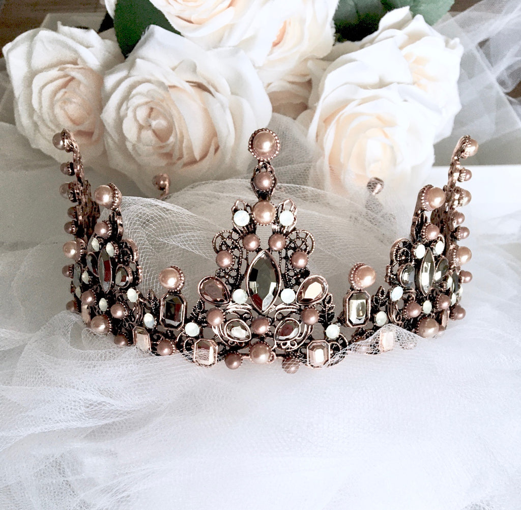 Wedding Hair Accessories - Baroque Pearl Bridal Crown Tiara