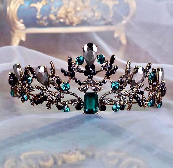 Wedding Hair Accessories - Victorian Gothic Green Bridal Tiara