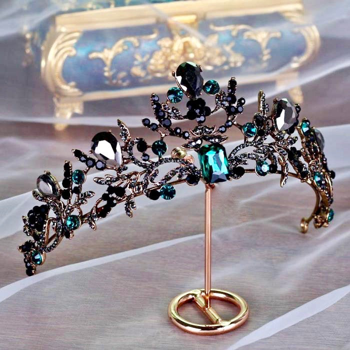 Wedding Hair Accessories - Victorian Gothic Green Bridal Tiara