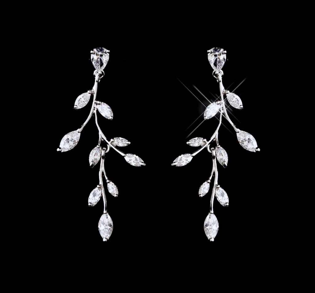 Wedding Jewelry - Cubic Zirconia Vine Bridal Jewelry Set - Available in Silver, Rose Gold and Yellow Gold