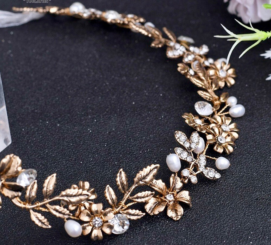 Wedding Pearl Jewelry - Vintage Pearl and Rhinestone Bridal Headband