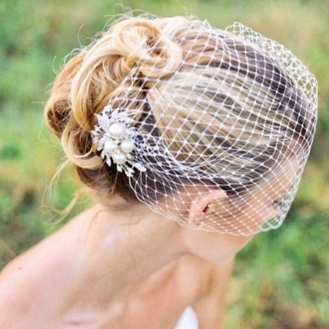 Birdcage Veil for Wedding White Ivory Chic Bridal Veil