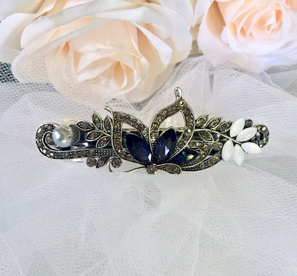 Wedding Hair Accessories - Blue Crystal Bridal / Bridesmaids Hair Clips