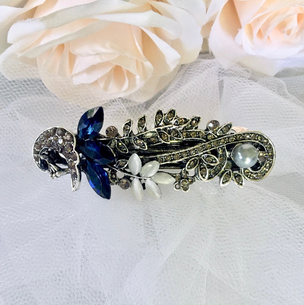 Wedding Hair Accessories - Blue Crystal Bridal / Bridesmaids Hair Clips