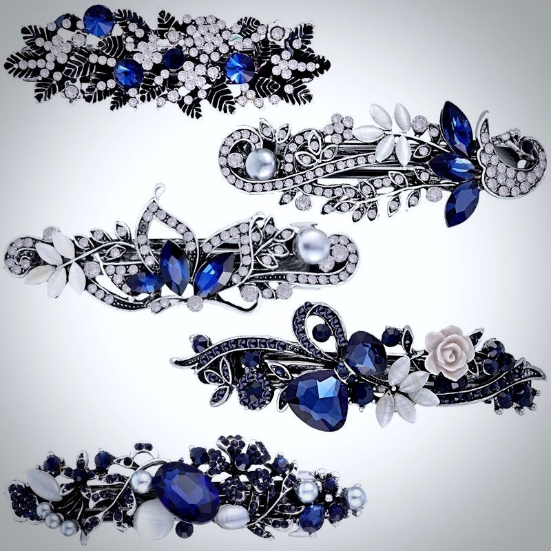 Wedding Hair Accessories - Blue Crystal Bridal / Bridesmaids Hair Clips