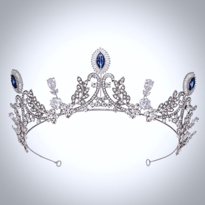 Wedding Hair Accessories - Blue Cubic Zirconia Bridal Tiara
