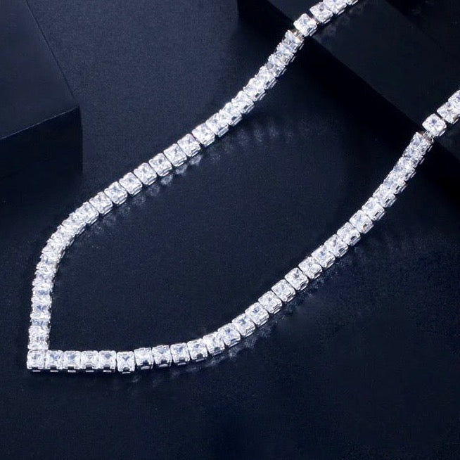 Wedding Jewelry - Silver Cubic Zirconia Bridal Three-Piece Jewelry Set