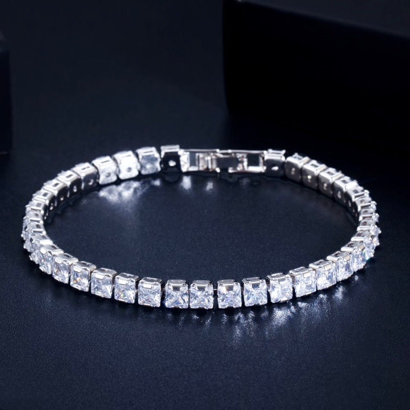 Wedding Jewelry - Silver Cubic Zirconia Bridal Three-Piece Jewelry Set