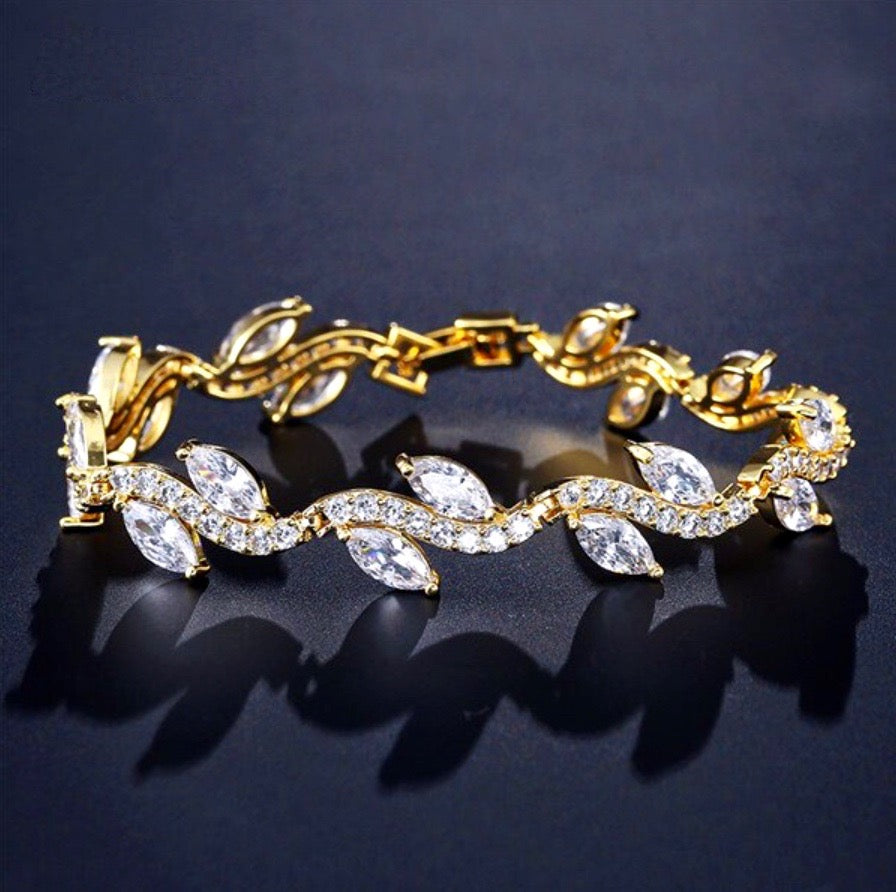 Wedding Jewelry - Cubic Zirconia Bridal Bracelet - Available in Silver, Rose Gold and Yellow Gold