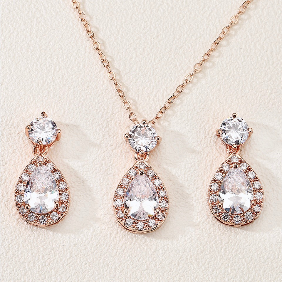 Wedding Jewelry - Cubic Zirconia Bridal Jewelry Set - Available in Silver, Rose Gold and Yellow Gold