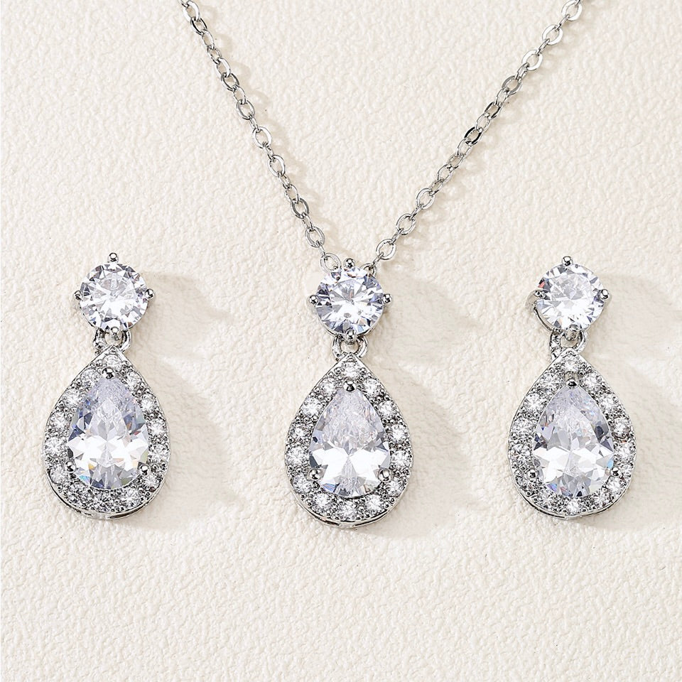 Wedding Jewelry - Cubic Zirconia Bridal Jewelry Set - Available in Silver, Rose Gold and Yellow Gold