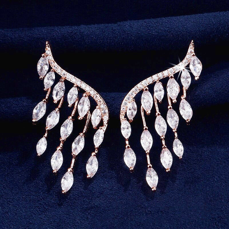 Wedding Jewelry - Cubic Zirconia Bridal Earrings - Available in Silver, Rose Gold and Yellow Gold