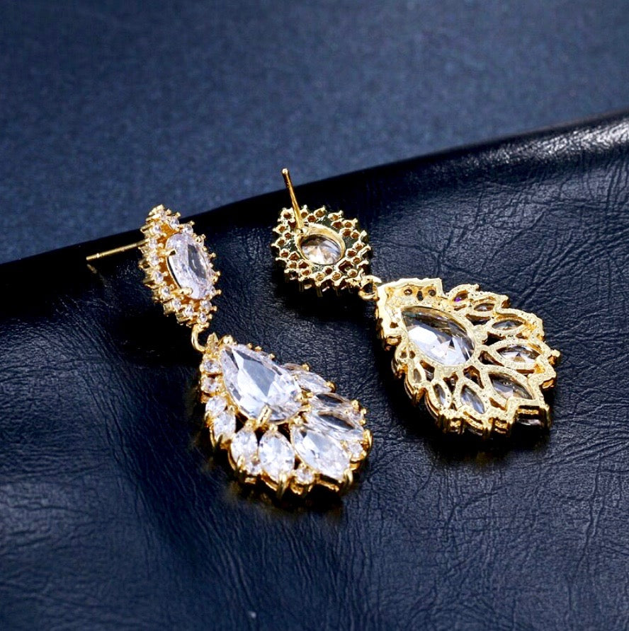 Wedding Jewelry - Silver Cubic Zirconia Bridal Earrings - More Colors 