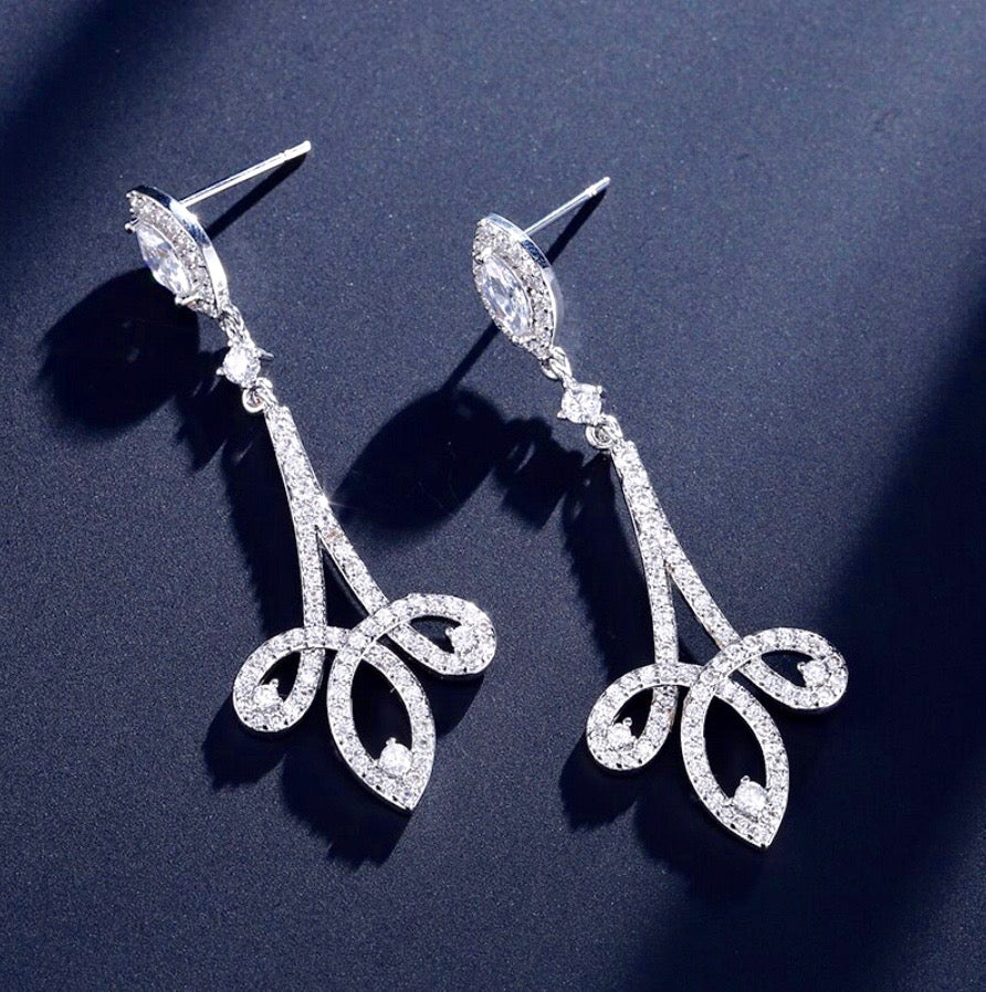 Wedding Jewelry - Cubic Zirconia Bridal Earrings - Available in Silver and Rose Gold