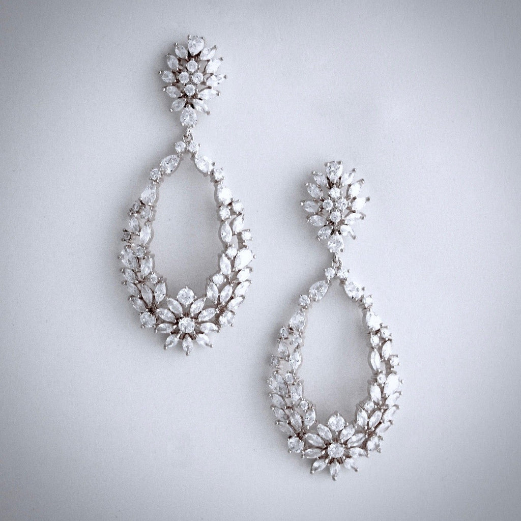 Wedding Jewelry - Cubic Zirconia Bridal Earrings - Available in Silver and Rose Gold