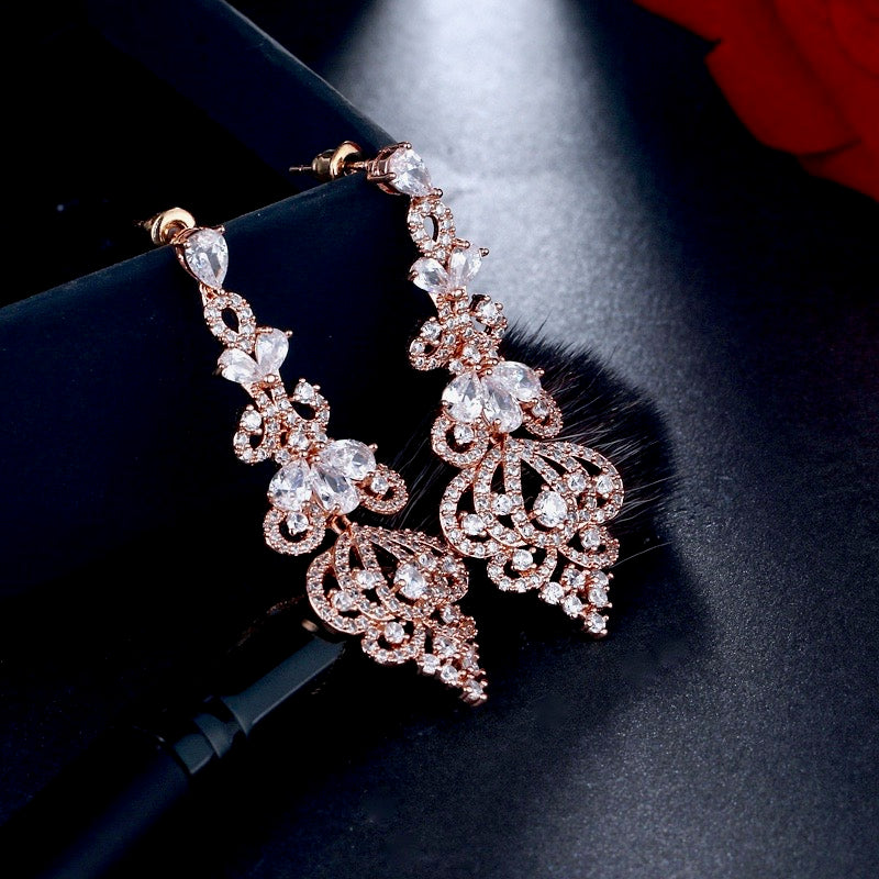 Wedding Jewelry - Cubic Zirconia Bridal Earrings - Available in Rose Gold, Silver and Yellow Gold