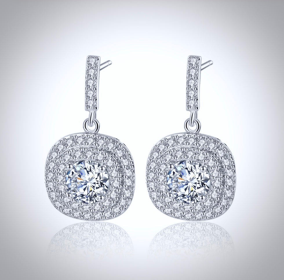 Wedding Jewelry - Silver Cubic Zirconia Bridal Three-Piece Jewelry Set